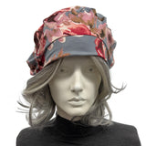 Gray Lightweight Floral Jersey Beret for Women – Handmade in the USA
