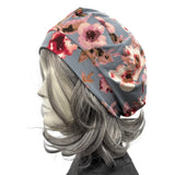 Gray Lightweight Floral Jersey Beret for Women – Handmade in the USA