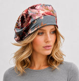 Gray Lightweight Floral Jersey Beret for Women – Handmade in the USA
