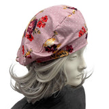 Pink Polka Dot Floral Beret, Summer Headwear