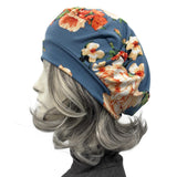 Blue Gray Floral Beret for Women: Handmade in the USA