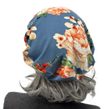 Blue Gray Floral Beret for Women: Handmade in the USA