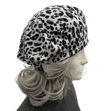 Leopard Print Beret: Satin Lined Handmade Chemo Headwear