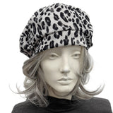 Leopard Print Beret: Satin Lined Handmade Chemo Headwear