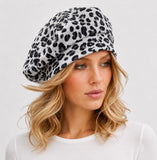 Leopard Print Beret: Satin Lined Handmade Chemo Headwear