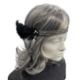 Silver & Black Flapper Headband: Great Gatsby Feather Headpiece and Roaring 20s Inspired Hair Accessory