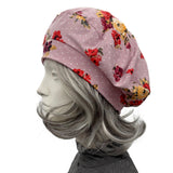 Pink Polka Dot Floral Beret, Summer Headwear