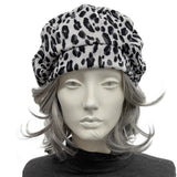 Leopard Print Beret: Satin Lined Handmade Chemo Headwear