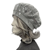 Gray Cotton Jersey Beret with Silver Sequins: Summer Fashion Hat
