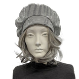 Gray Cotton Jersey Beret with Silver Sequins: Summer Fashion Hat