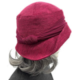 Raspberry Cloche Hat, 1920s Flapper Style: Size Large Handmade in the USA