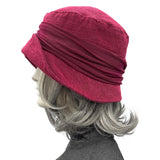 Raspberry Cloche Hat, 1920s Flapper Style: Size Large Handmade in the USA