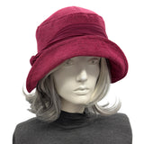 Raspberry Cloche Hat, 1920s Flapper Style: Size Large Handmade in the USA