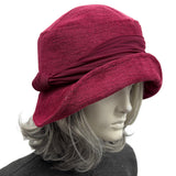 Raspberry Cloche Hat, 1920s Flapper Style: Size Large Handmade in the USA