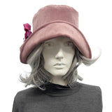 Dusty Rose Velvet Cloche Hat – Romantic Vintage-Inspired Handmade Millinery Size Small/Medium