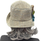Handmade Woven Cloche Hat with Floral Trim Size Large Ready Made