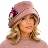 Dusty Rose Velvet Cloche Hat – Romantic Vintage-Inspired Handmade Millinery Size Small/Medium