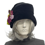 1920s Cloche: Unique Black Velvet Occasion Hat, Handmade in the USA