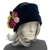 1920s Cloche: Unique Black Velvet Occasion Hat, Handmade in the USA