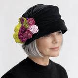 1920s Cloche: Unique Black Velvet Occasion Hat, Handmade in the USA
