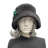 Cloche Hat Women, Gray Textured Winter Headwear : Handmade in the USA
