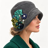 Cloche Hat Women, Gray Textured Winter Headwear : Handmade in the USA
