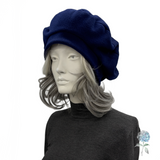 Navy Blue Fleece Beret with Satin Lining : Size Large | Ready to Ship