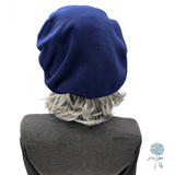 Navy Blue Fleece Beret with Satin Lining : Size Large | Ready to Ship
