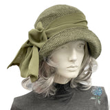 Dusky Pink Textured Velvet Cloche Hat with Chiffon Bow | The Amelia