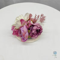 Vintage-Inspired Pink & Cream Floral Fascinator – Elegant Mini Hat for Races & Weddings