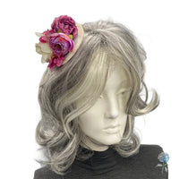 Vintage-Inspired Pink & Cream Floral Fascinator – Elegant Mini Hat for Races & Weddings