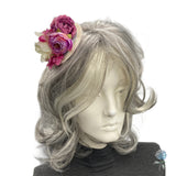 Vintage-Inspired Pink & Cream Floral Fascinator – Elegant Mini Hat for Races & Weddings