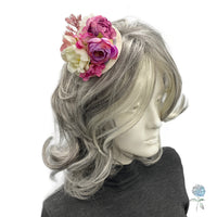 Vintage-Inspired Pink & Cream Floral Fascinator – Elegant Mini Hat for Races & Weddings
