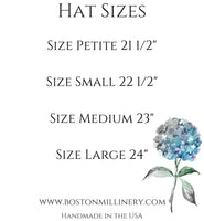 Boston Millinery hat head sizes