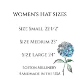 Hat sizings chart for women, Boston Millinery