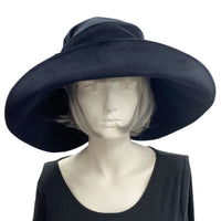 Wide Brim Velvet Derby Hat for Women