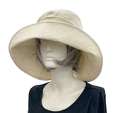 Wide brim Cream Linen Derby Hat