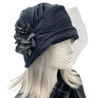 Black Velvet Funeral Hat