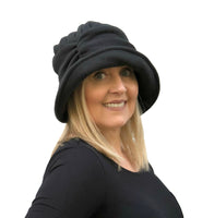 Black fleece cloche Downton style hats