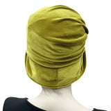 Chartreuse velvet Alice cloche hat 1920s vintage inspired fashion hat for women  rear view