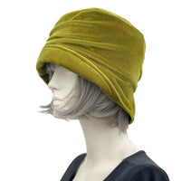 Chartreuse velvet Alice cloche hat 1920s vintage inspired fashion hat for women  chemo headwear