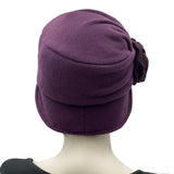 1920s style eggplant fleece Alice small brim cloche hat women Boston Millinery rear view