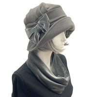 Velvet Single Wrap Infinity Neck Warmer gray Boston Millinery