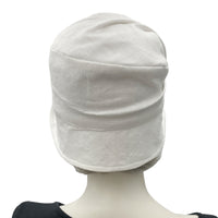 Alice narrow brim cloche hat women in white linen no accessory  rear view 1920s style