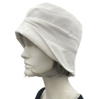 Alice narrow brim cloche hat women in white linen no accessory  side view 1920s style hats women