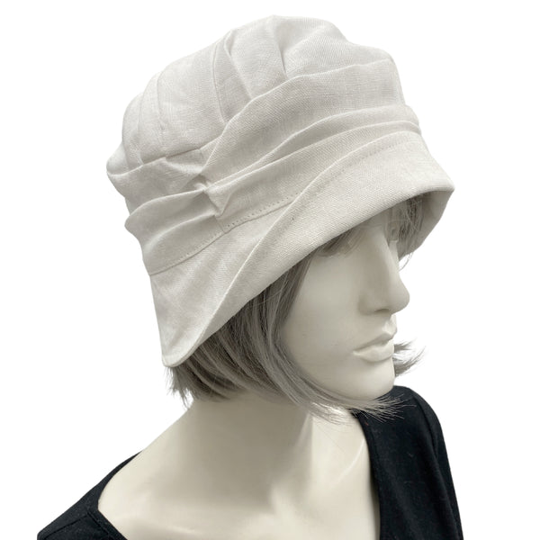 Alice narrow brim cloche hat women in white linen no accessory 