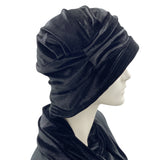 1920s inspired vintage cloche hat in black velvet Boston Millinery