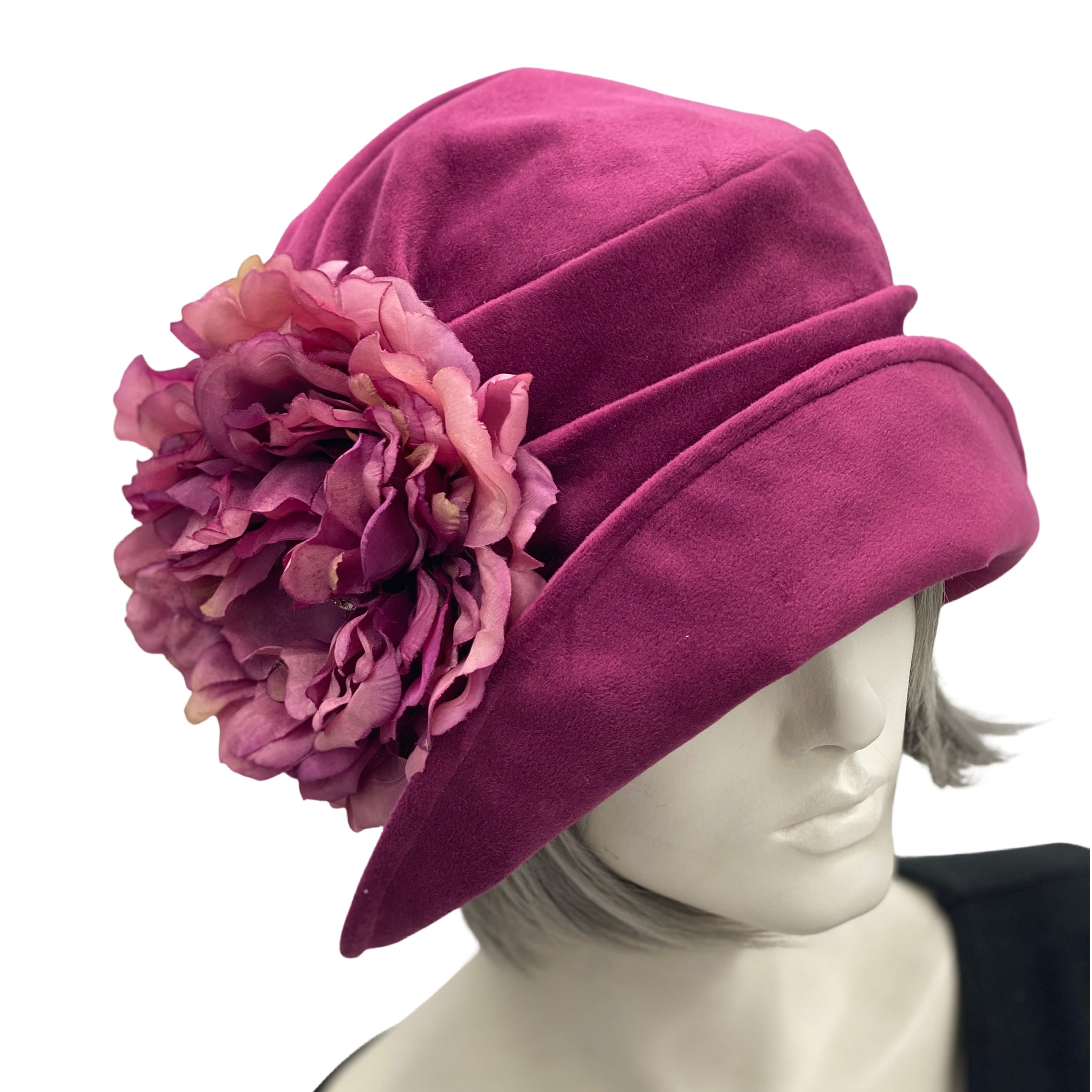 Raspberry velvet hat with ruching Ruched Velvet Hat - Etsy main image 2