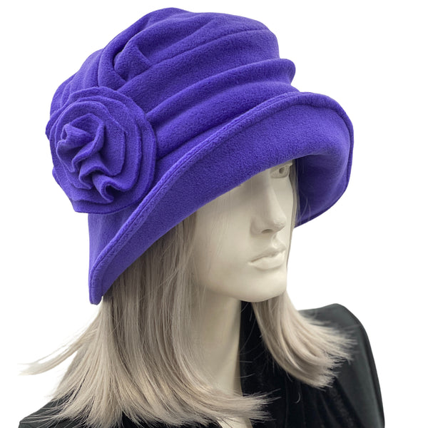 1920s style fleece cloche hat handmade purple Boston Millinery