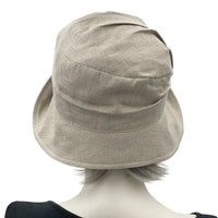 Boston Millinery Vintage Style Alice wide front brim natural beige linen no accessory rear view